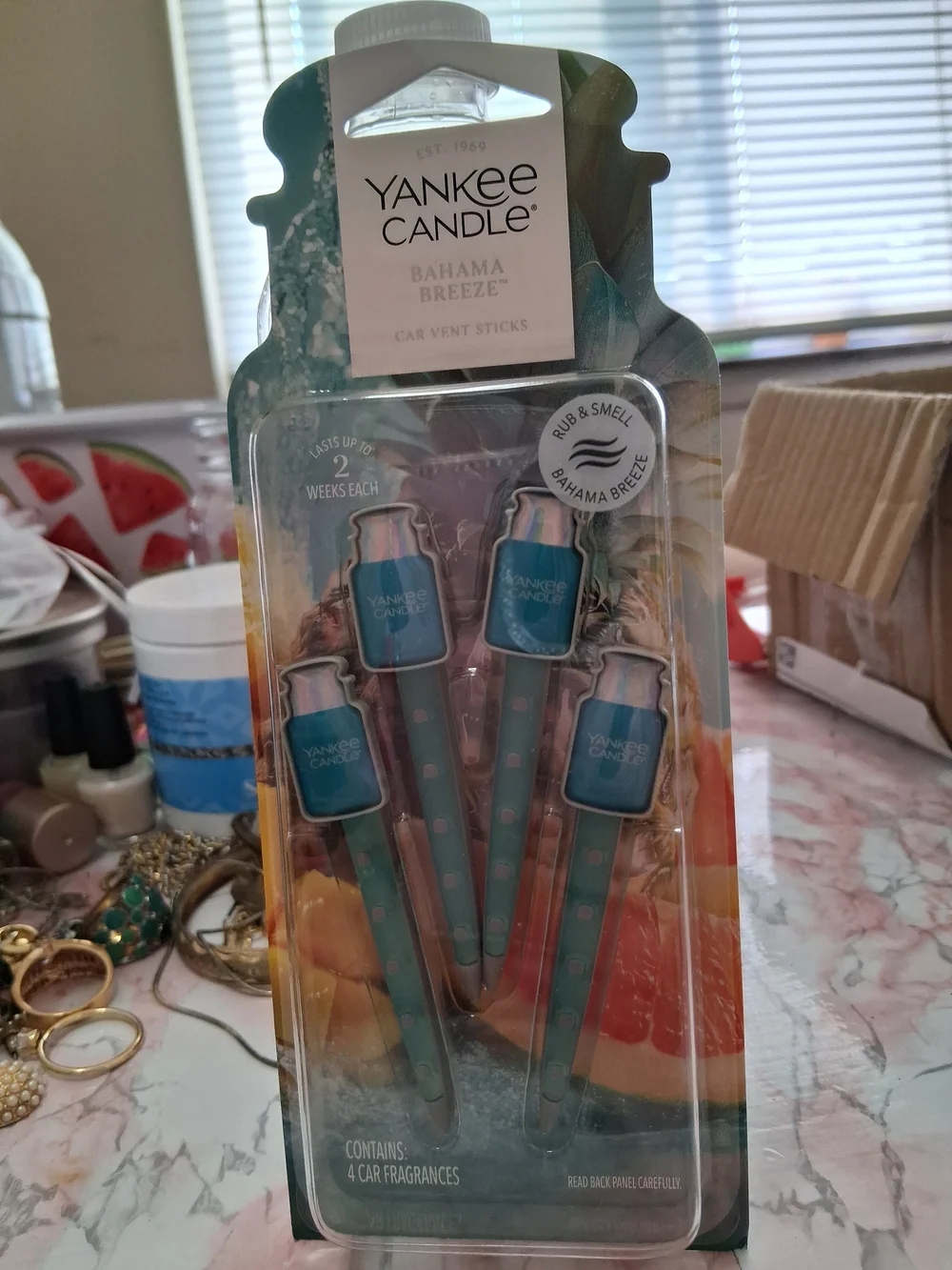 Yankee Candle Bahama Breeze Teal Car Vent Sticks - Pack of 4